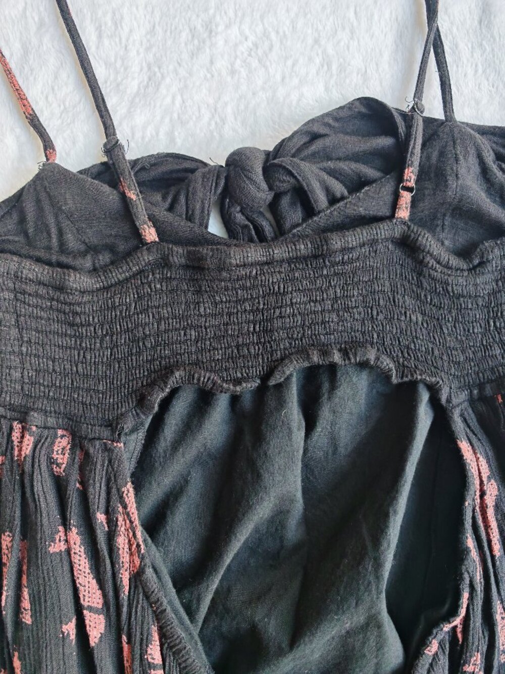 Free People Black Boho High Low Maxi Dress Tie Flowy size xs - Picture 14 of 14